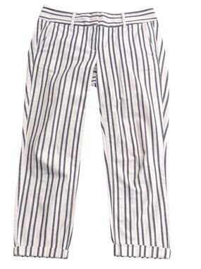 LOFT Ivory/Navy Stripe Cotton Marisa Ankle Chino Pant (6)